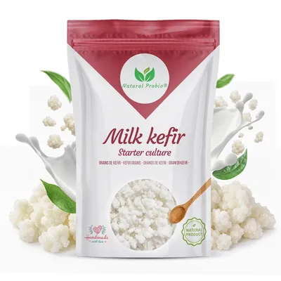 Pouch of live milk kefir grains from Natural Probio