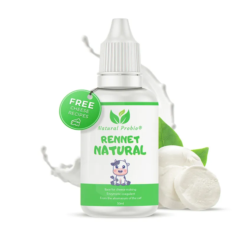 Bottle of liquid calf rennet from Natural Probio, 50 ml